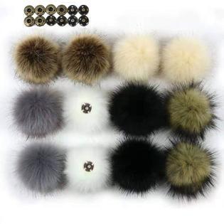 3D-Star 12pcs diy faux fur snap pompoms ball mixed color fluffy pompom with  press button removable for knitting hats scarves shoes ba