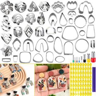 PTFJZ ptfjz polymer clay cutters for earring making 76pcs clay tools set 67  shapes stainless steel clay cutters with 8 circle shape