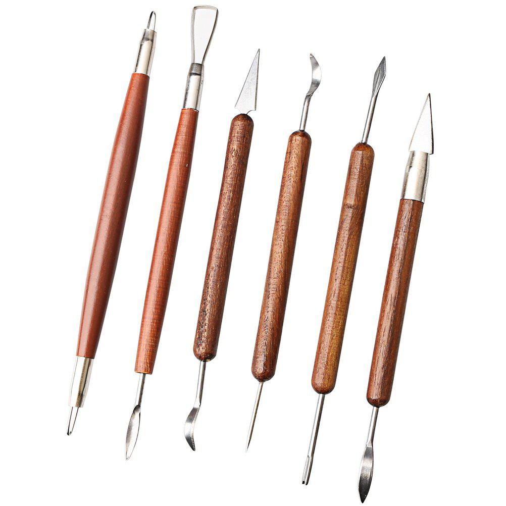 FASHIONROAD Fashion Road 6Pcs Clay Sculpting Tools, Clay Tools Pottery Tools Wooden Handle Double-Sided Set for Pottery Ceramics Sculpting