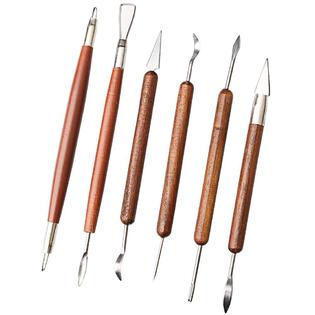 FASHIONROAD fashion road 6pcs clay sculpting tools, clay tools pottery tools  wooden handle double-sided set for pottery ceramics sculptin