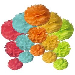 bastex tissue paper pom pom - set of 15 pcs poms. includes 10, 12 and 14 inch paper pompoms flowers. tissue paper flowers for
