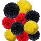 MRMSLI 10pcs 10inch red yellow black party decorations tissue paper flower  pom poms for birthday party