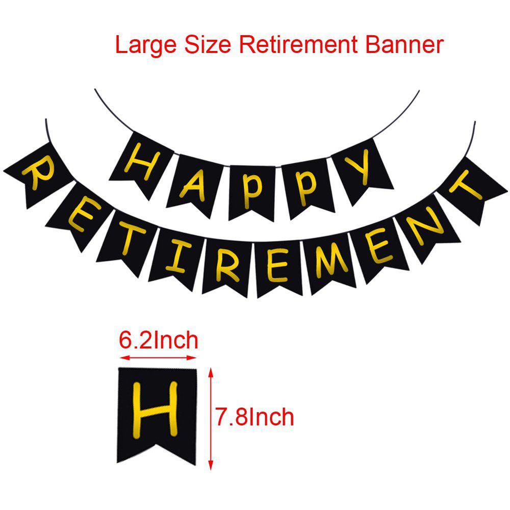 AHCSMRE retirement party decorations, black and gold retirement party supplies with happy retirement banner paper pom pom hanging swi