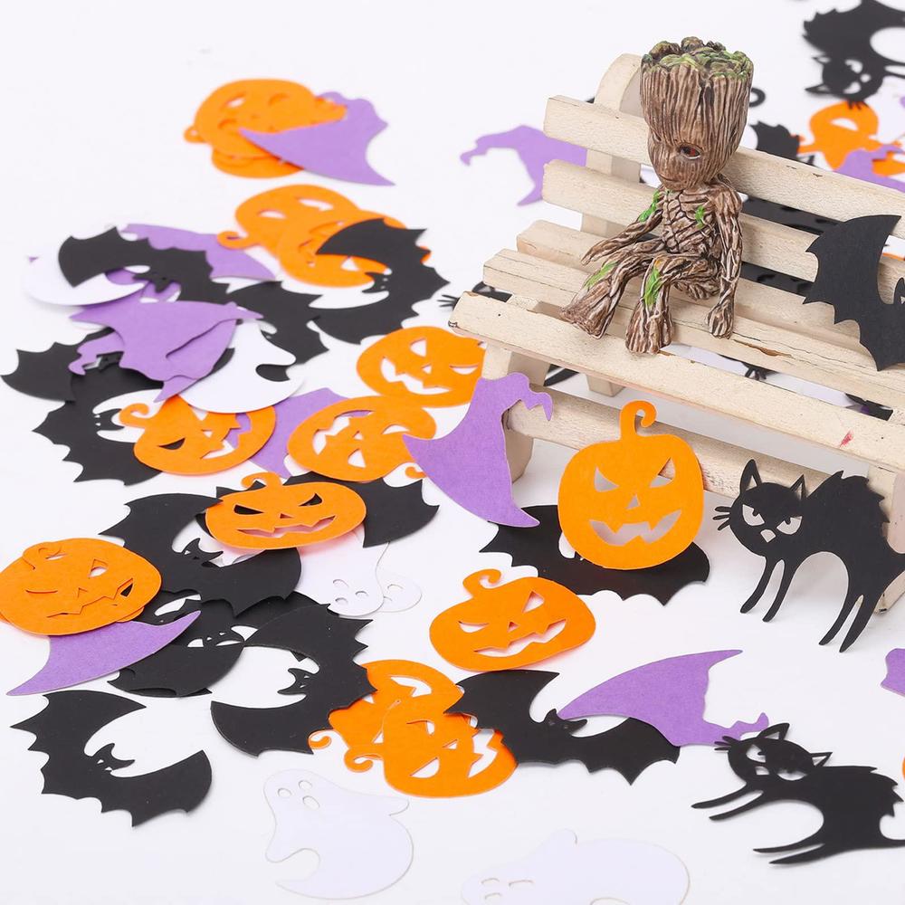 gotgala 100pcs halloween bat ghost paper confetti pumpkin ghost confetti witch hat bat black cat table confetti for halloween