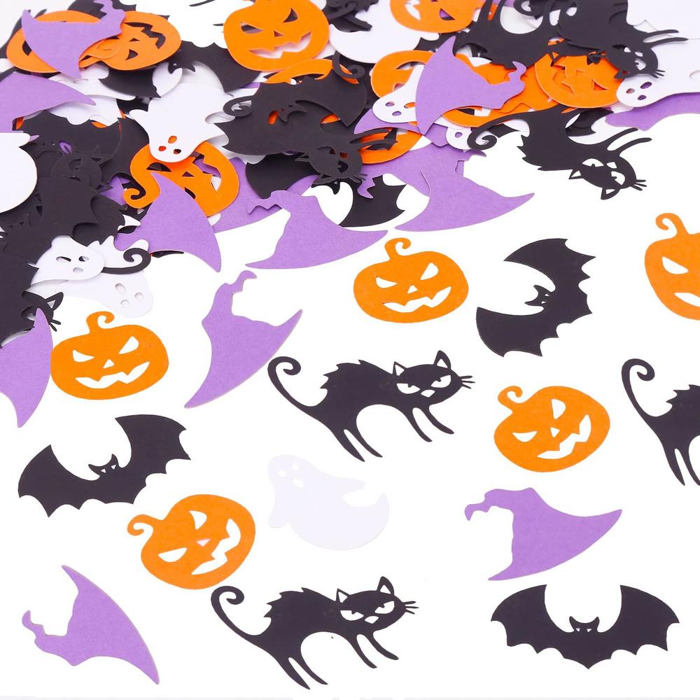 gotgala 100pcs halloween bat ghost paper confetti pumpkin ghost confetti witch hat bat black cat table confetti for halloween