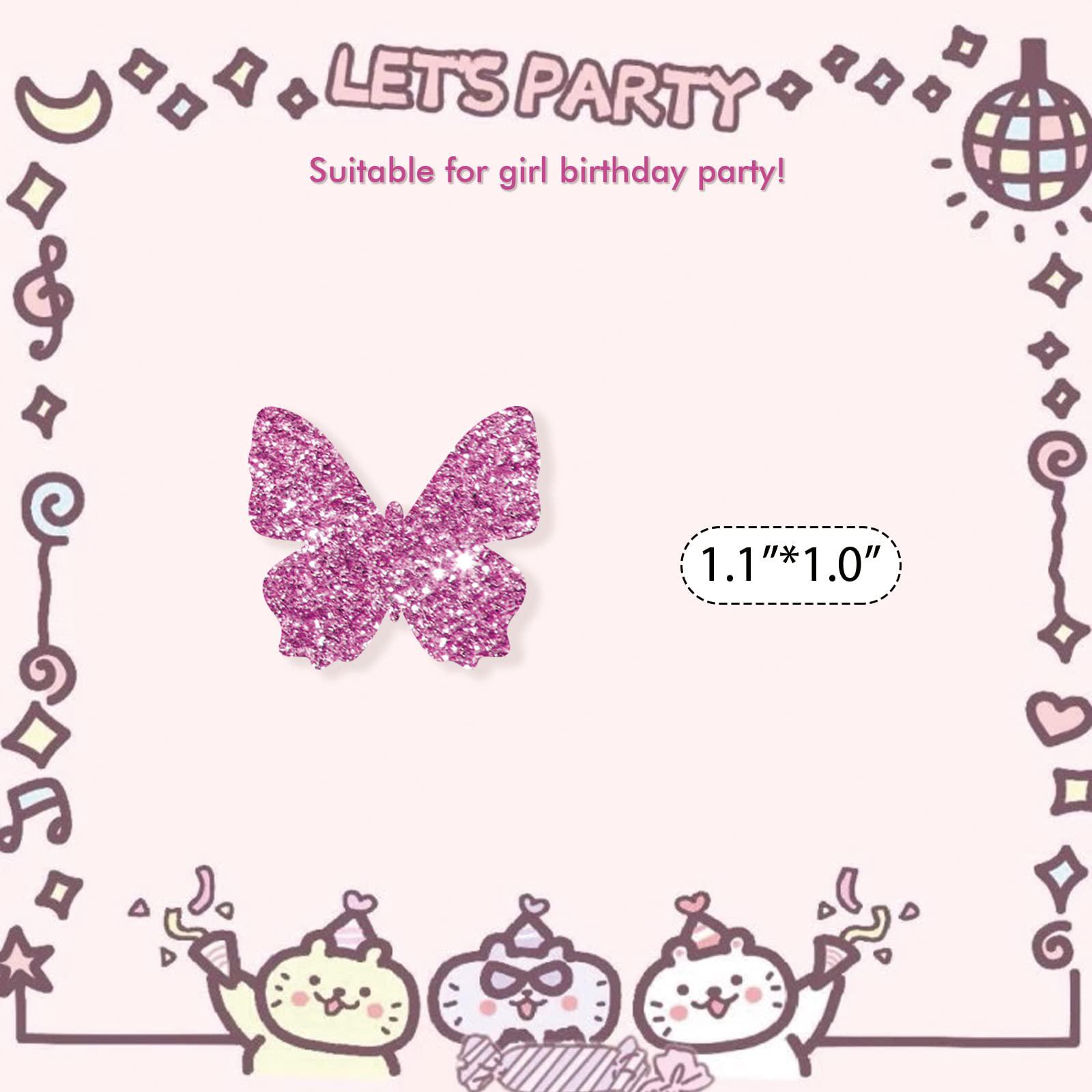 pinkaaj set of 100 butterfly confetti, pink glitter butterfly paper scatter, butterfly party confetti, butterfly smash cake d
