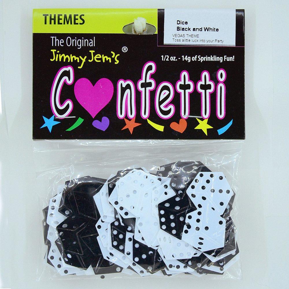 Jimmy Jem\'s confetti dice black, white - retail pack #9280 qs0