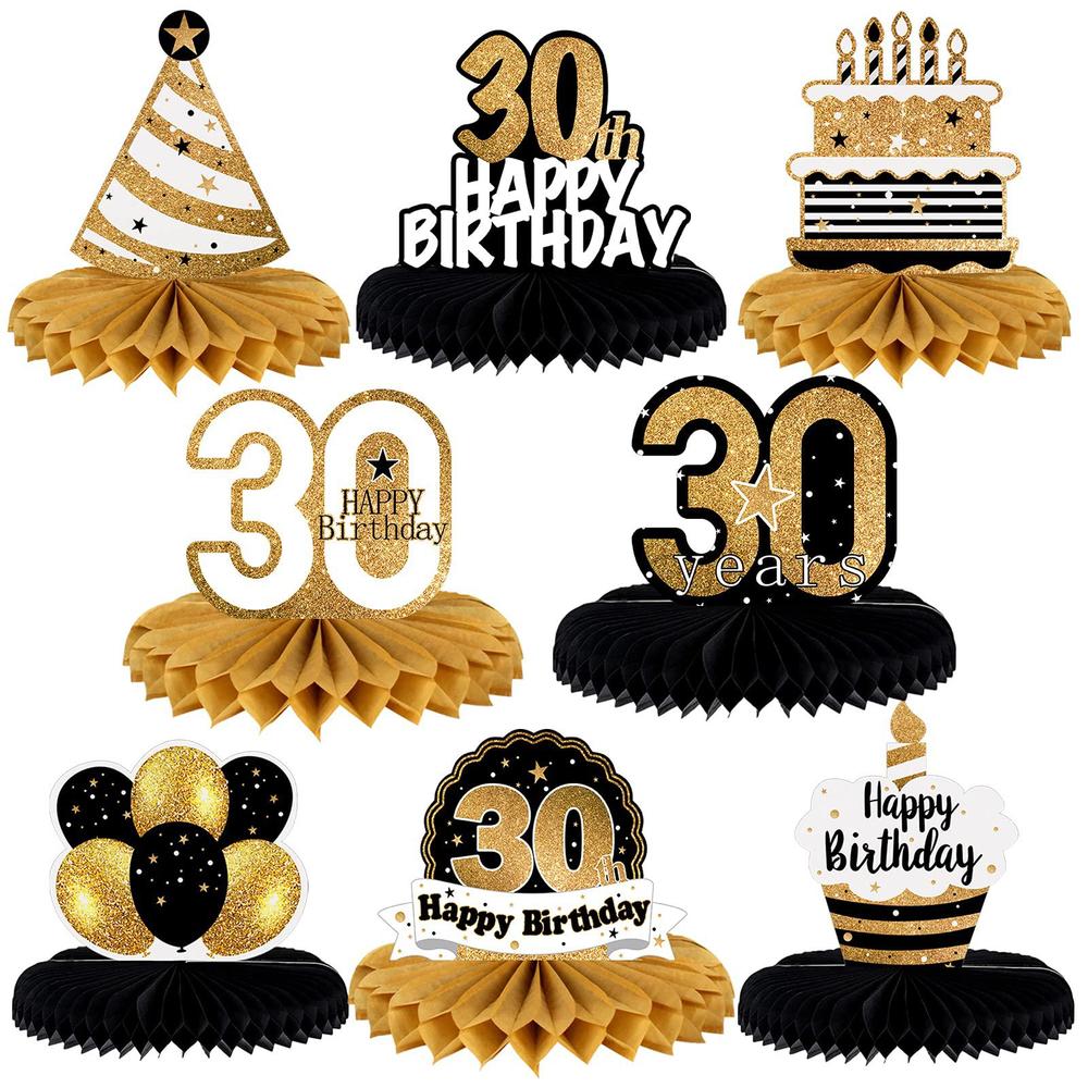 Happy 58th Birthday Honeycomb Centerpieces - 8 Piece Table Decor Set With Cheers Sign