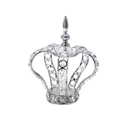 simply elegant crown centerpiece (7 in x 8.5 in) - vintage style designer metal showpiece with glass crystal, premium finish 