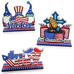 Hying 3pcs patriotic table decoration for 4th of july, labor day wooden patriotic table centerpiece signs for independence day tabl
