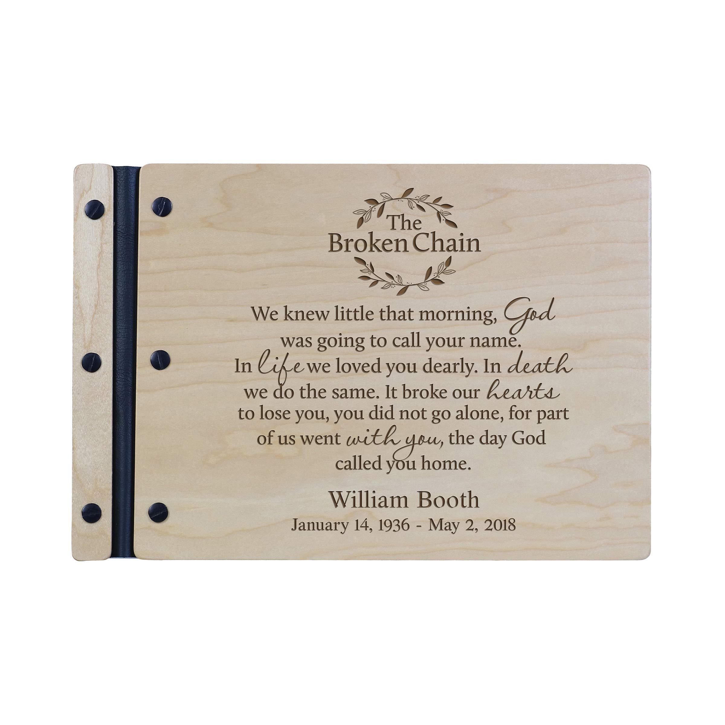 LifeSong Milestones Personalized Funeral Guest Book - Engraved Wooden Memorial Service Keepsake