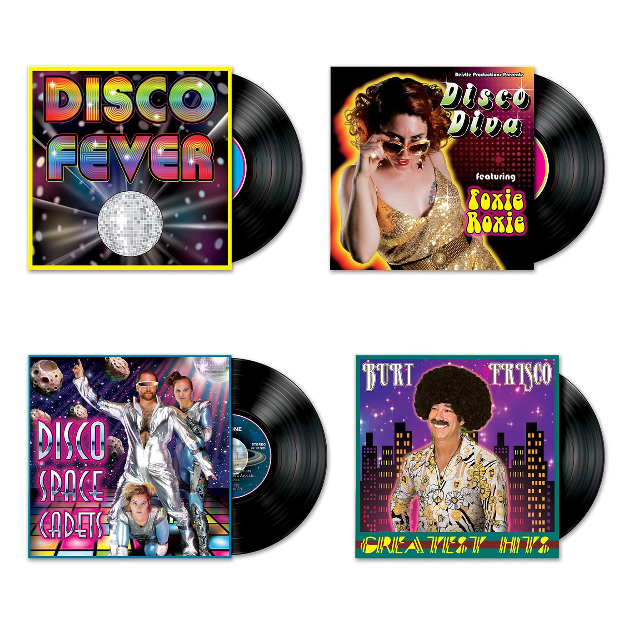 beistle 53768 70's disco album cutouts, 4 pcs