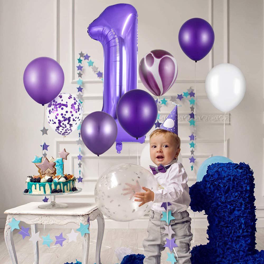 toniful 40 inch purple large numbers balloon 0-9(zero-nine) birthday party decor,foil mylar big number balloon digital 1 for 
