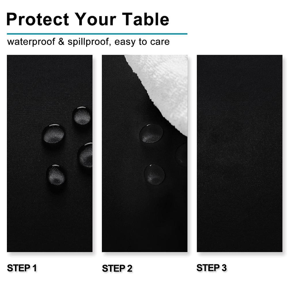 hiasan black rectangle tablecloth - 54 x 80 inch - waterproof & wrinkle resistant washable fabric table cloth for dining, par
