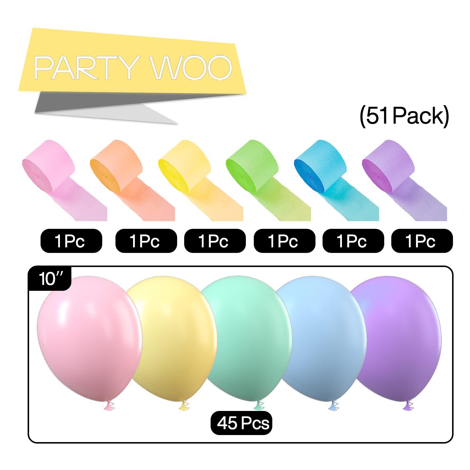 PartyWoo partywoo pastel balloons, 51 pcs party decorations pack of latex  balloons and crepe paper for balloon garland as party decora