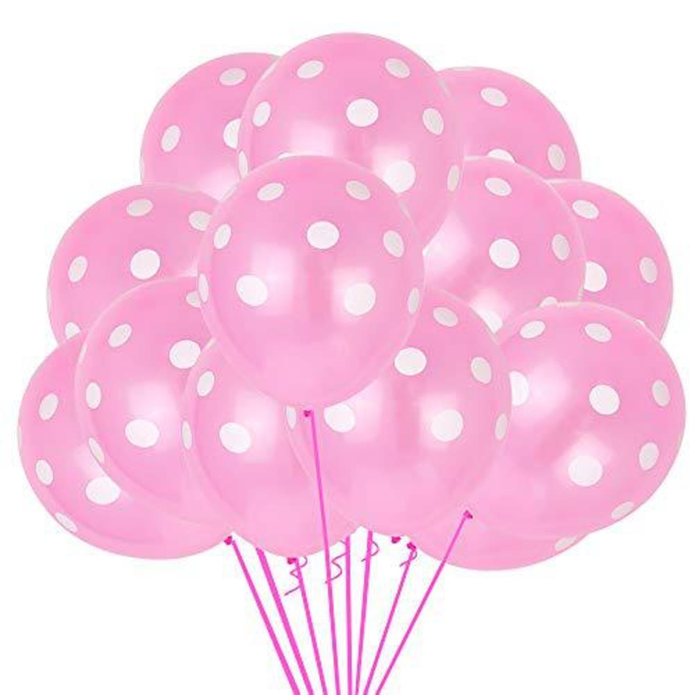 toniful 100pcs pink and white polka dots balloons 12inch large polka dot latex party balloons for wedding birthday party fest