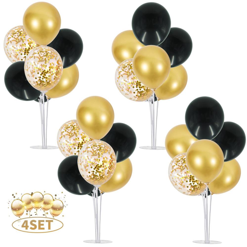 toniful black gold balloon centerpieces for table black gold balloons stand kit for 2023 graduation party decorations wedding