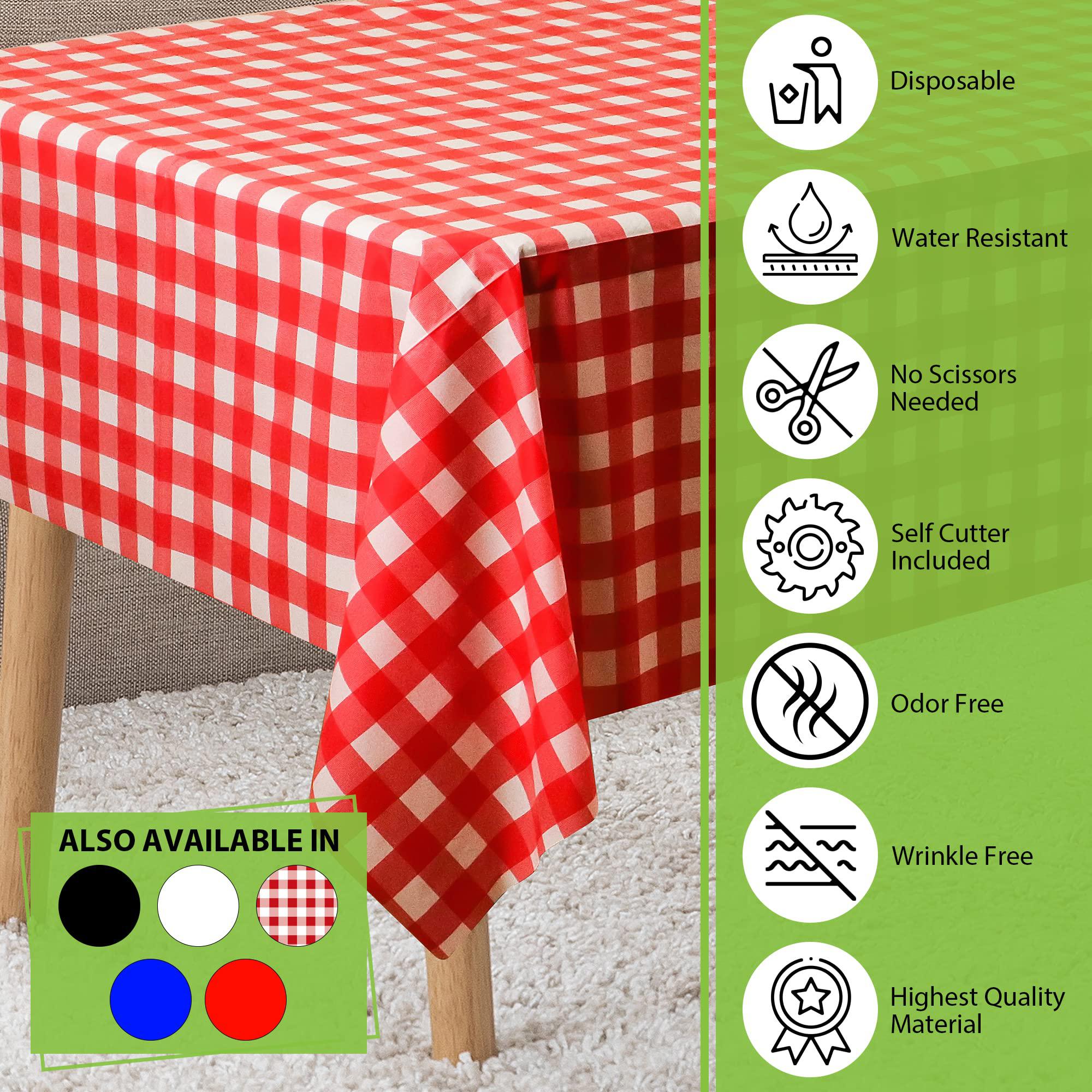 amatra - all-purpose plastic table cover roll, alternative to regular table cloth, disposable table cover, plastic table clot