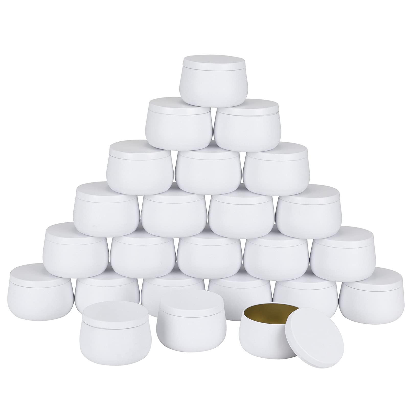 NEXBEXES 8oz candle tins with lids,white candle jars,bulk candle tins for making candles,candle making jars(24pack, white)