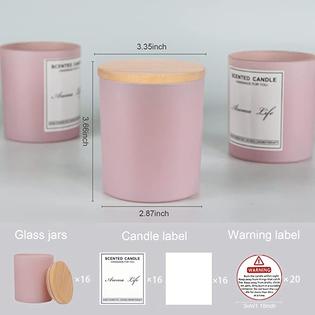Creahaus creahaus 10oz, 16 pack thick candle jars with bamboo lids