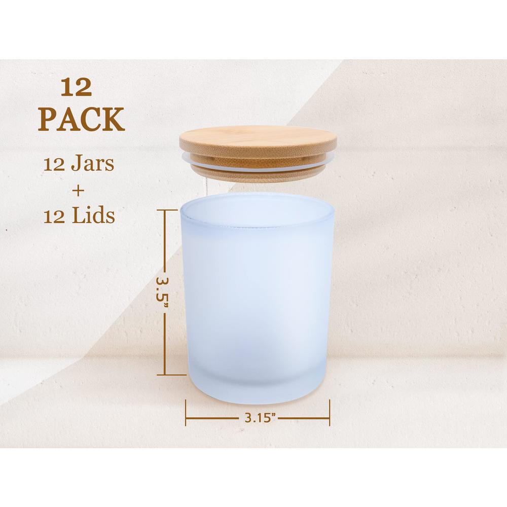 Aroparc 12 pack glass candle jars for making candles, 10 oz empty candle tins with bamboo lids, bulk clean candle containers wholesal