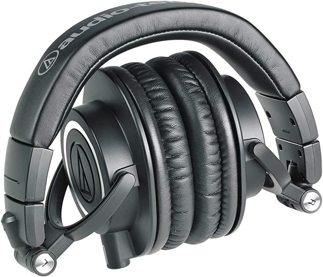 audio-technica ath-m50x professional studio monitor headphones, black, professional grade, critically acclaimed, with detacha