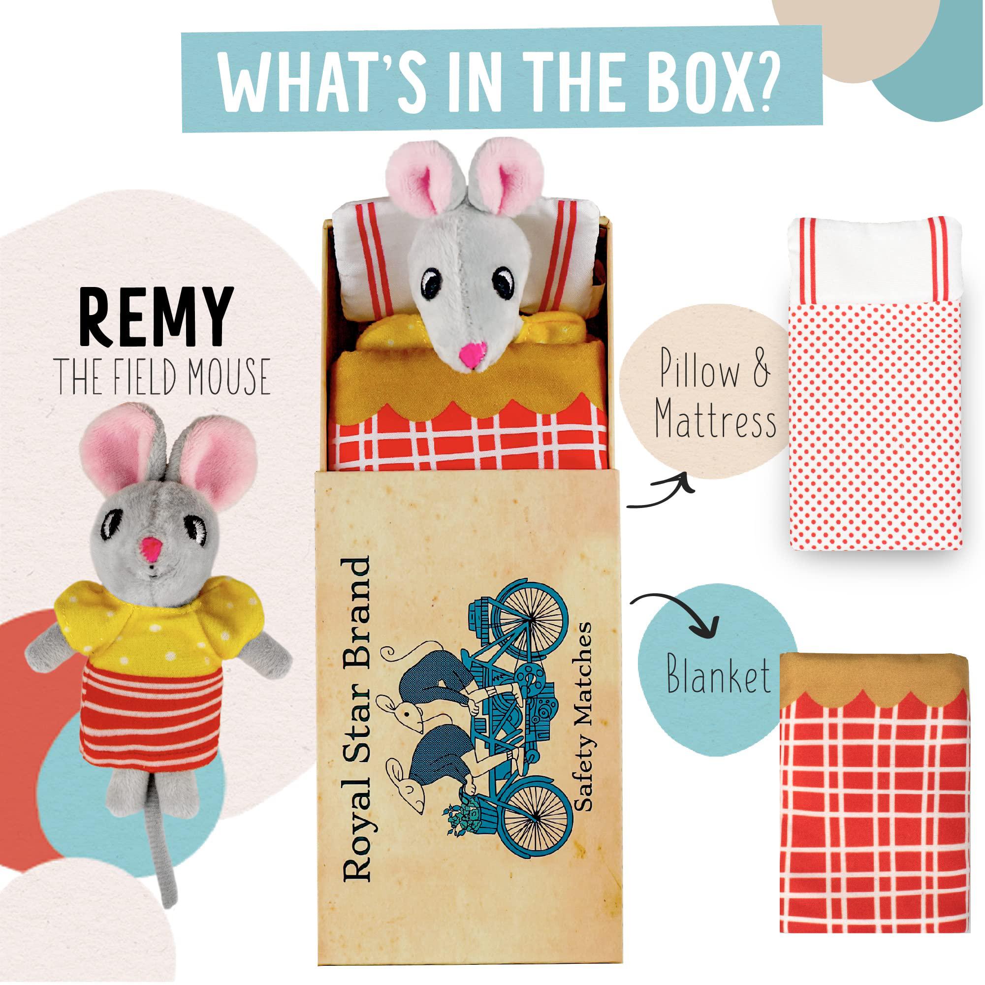 foothill toy co. mice in boxes - 'remy the house mouse' playset with stuffed animal in a match box bed