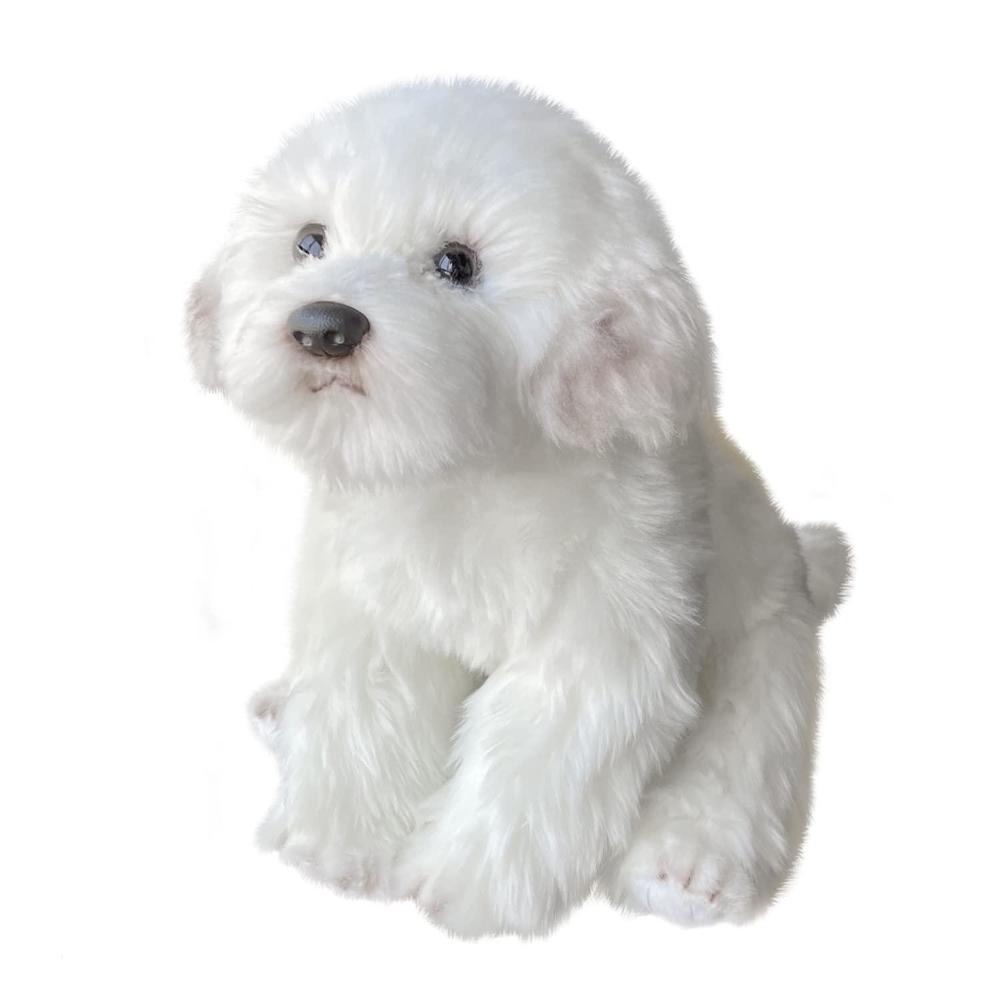 faonie realistic plush maltese dog, stuffed animal puppy dog toys, for birthday, white, 14inch