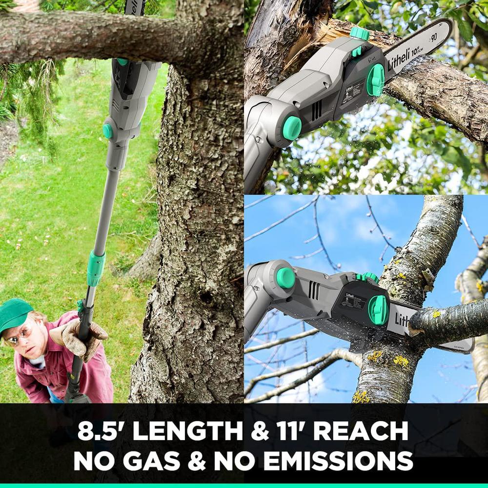 litheli cordless pole saw,10-inch 40v pole saws for tree trimming ...