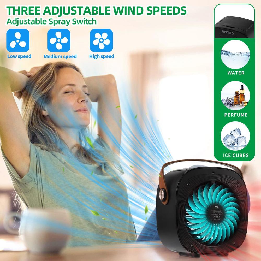 VEEST portable air conditioners, 5200mah rechargeable mini air conditioner duration 5-10 hrs, personal air cooler with 3 speeds, sm