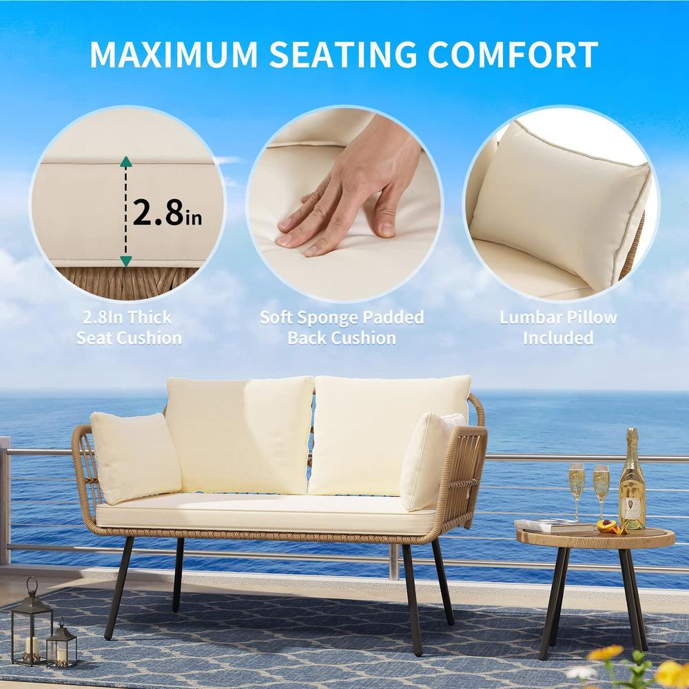 yitahome love seat patio sofa, all-weather wicker loveseats patio sectional furniture with cushions & lumbar pillows, outdoor