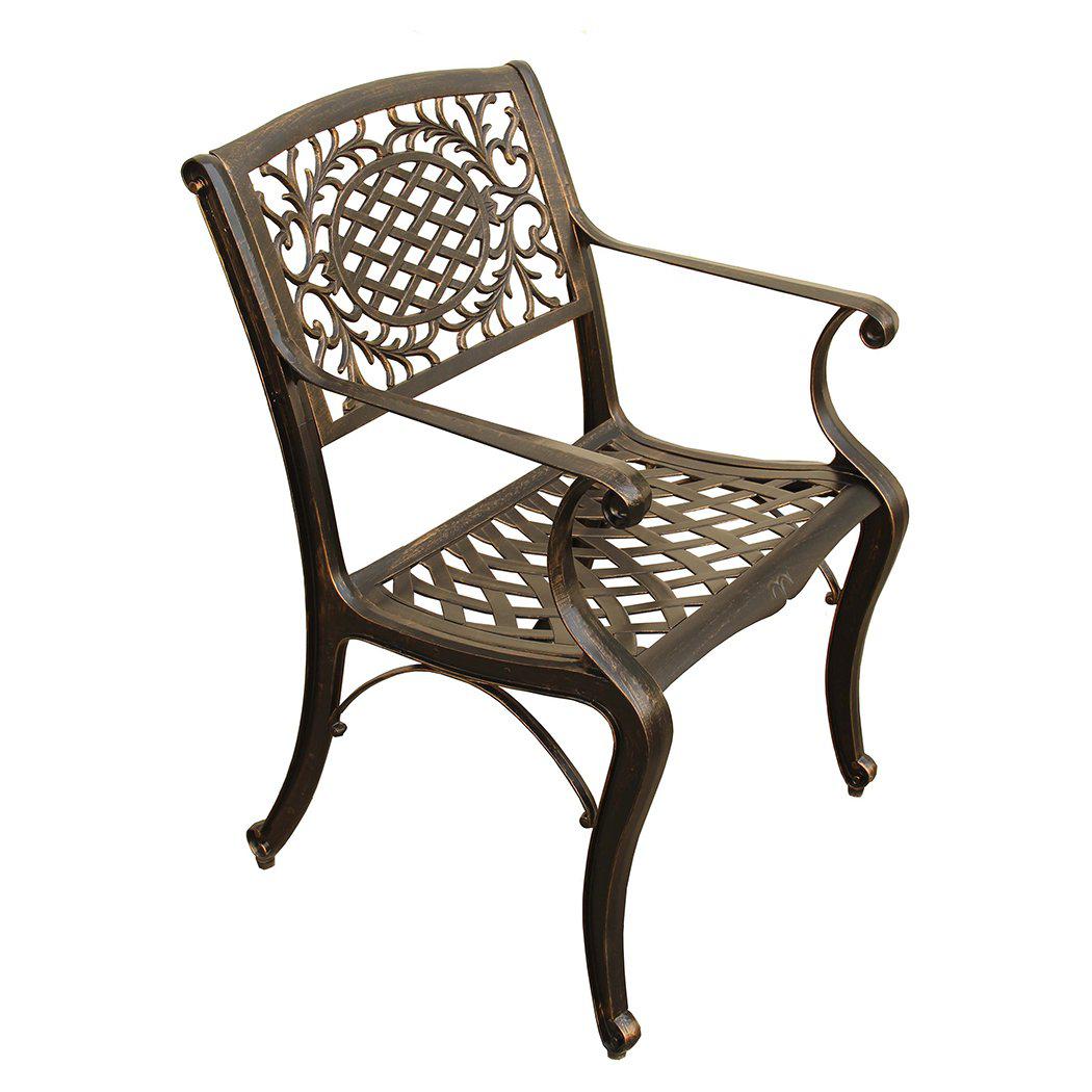 oakland living az2777-ornate-kd-chair-bz outdoor aluminum dining chair, bronze