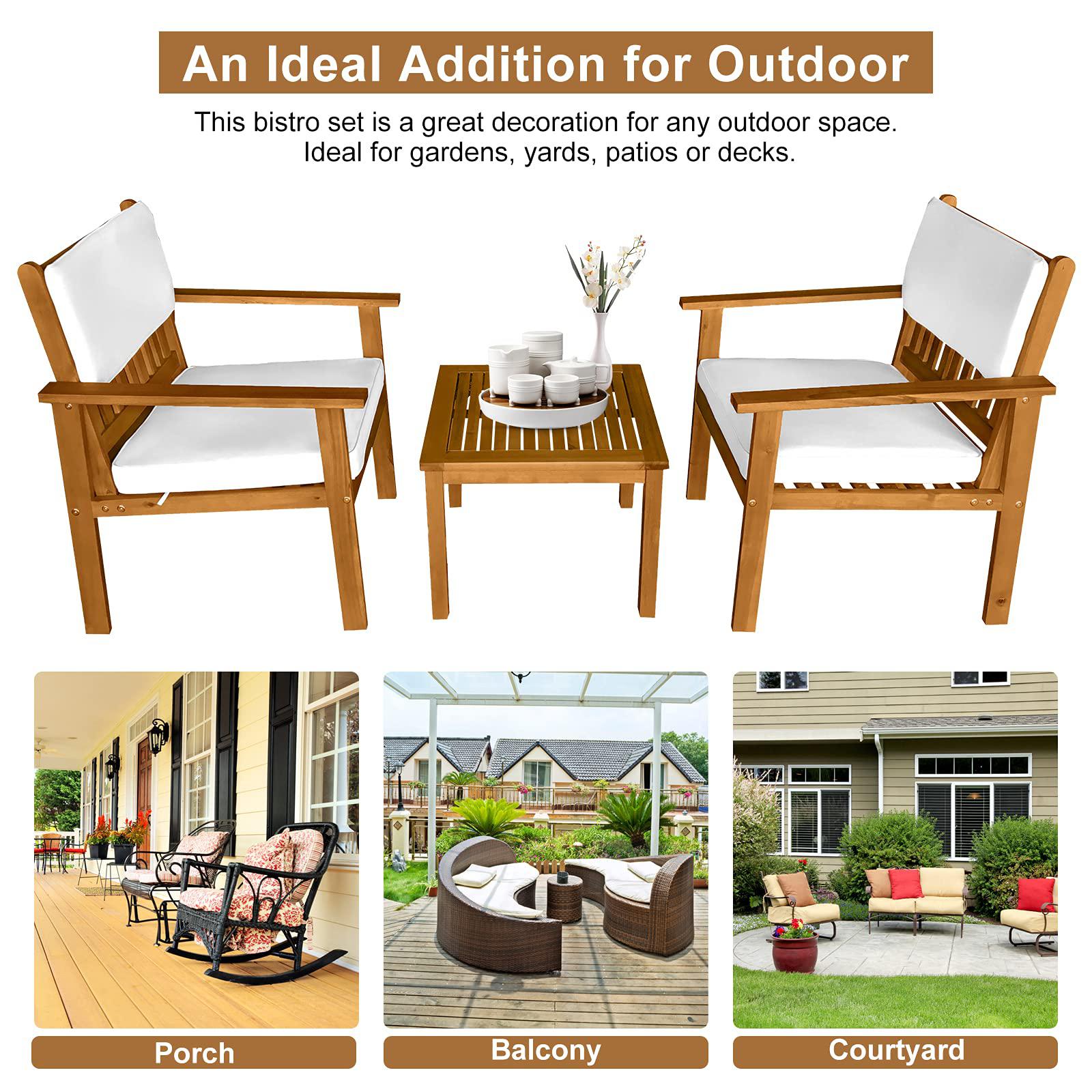 dkeli wood patio bistro set 3 pieces outdoor patio furniture set table and chairs acacia wooden conversation table sets sofa 
