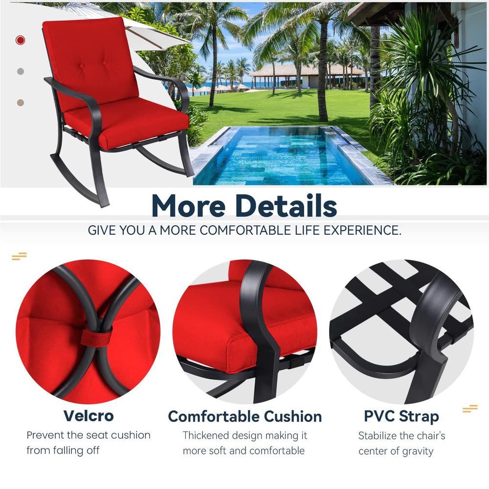 crownland outdoor rocking chairs patio furniture 3 piece patio set bistro table set black ironl with thickened cushions and g