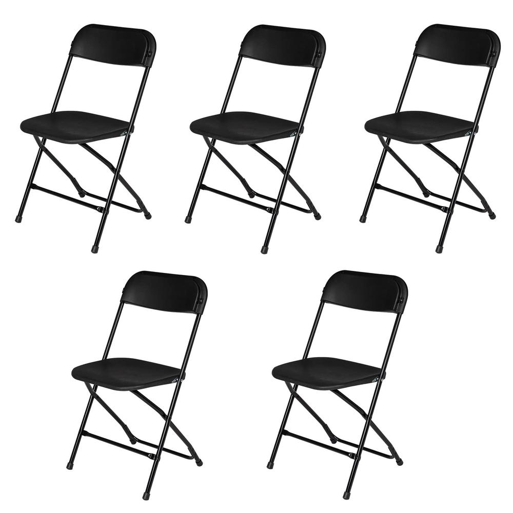 veryke 5 pack plastic folding chiar,indoor outdoor portable stackable commercial seat with steel frame 350lb. capacity for ev