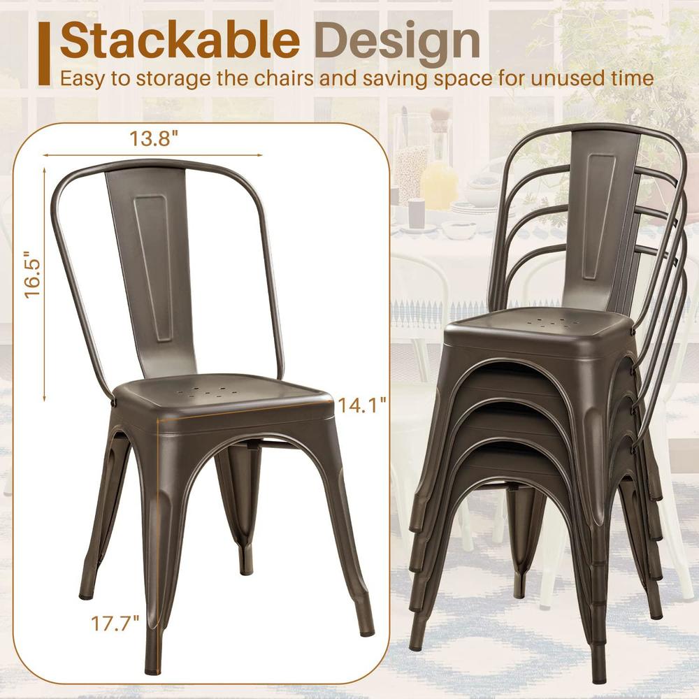 furmax metal dining chairs set of 4 indoor outdoor patio chicken 18 inch seat height trattoria chic bistro cafe side stackabl