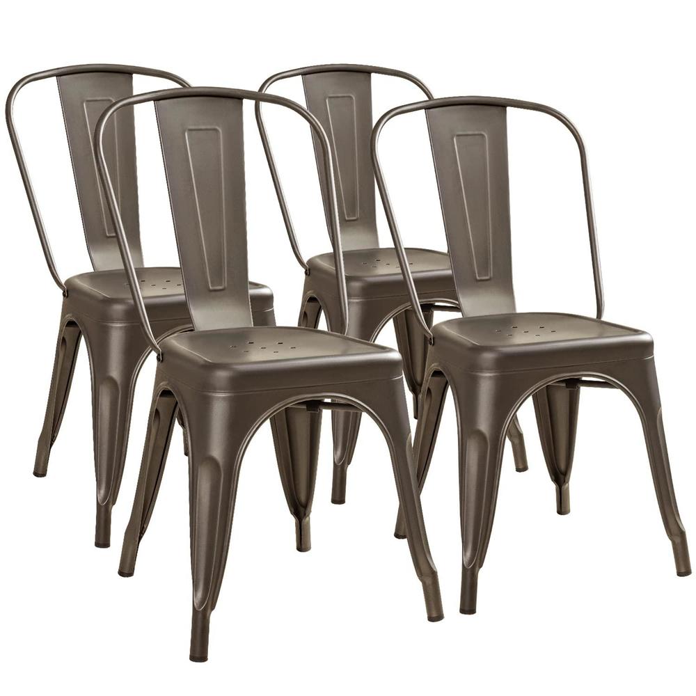 furmax metal dining chairs set of 4 indoor outdoor patio chicken 18 inch seat height trattoria chic bistro cafe side stackabl