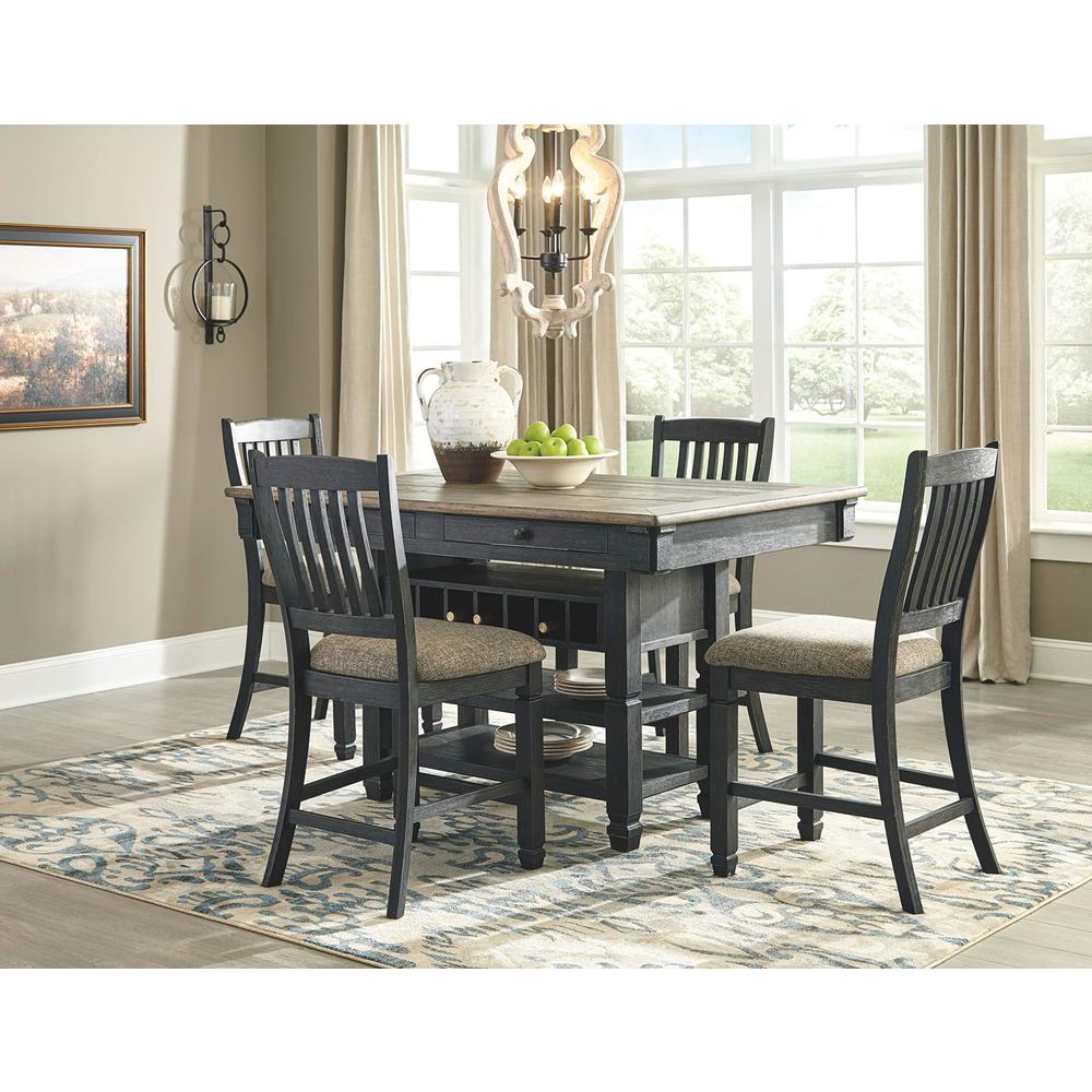signature design by ashley tyler creek farmhouse 24.38" counter height upholstered barstool, 2 count, almost black