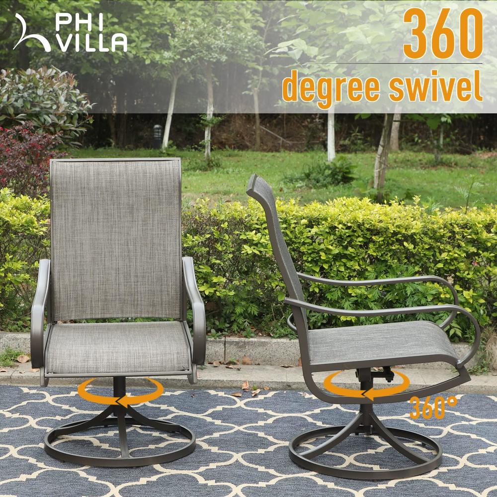 phi villa patio swivel dining chairs set of 2, outdoor kitchen garden porch chair with textilene mesh fabric, patio furniture