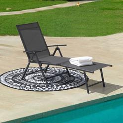nuu garden folding chaise lounge chairs for outside, beach chair lounge chair with iron frame and breathable textilene fabric