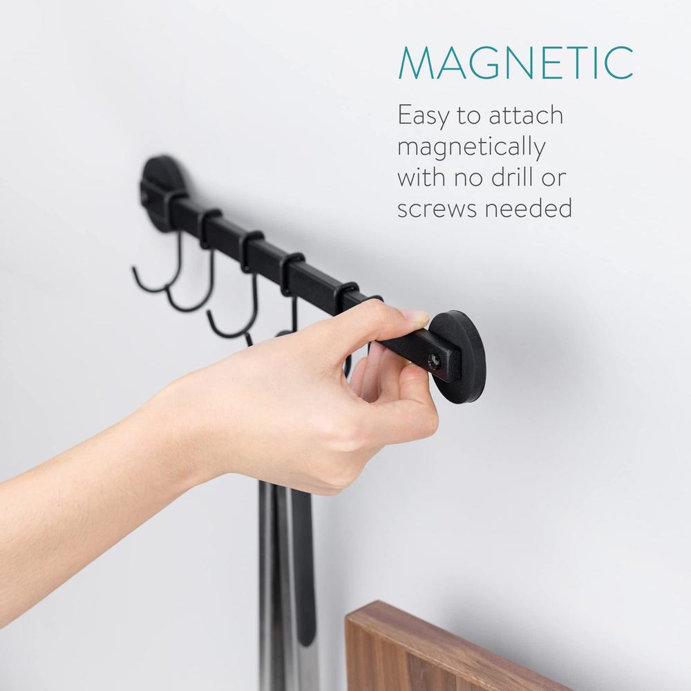 navaris magentic grill hooks - magnetic hook bar holder for hanging grilling bbqing tools utensils tongues spatchulas oven mi