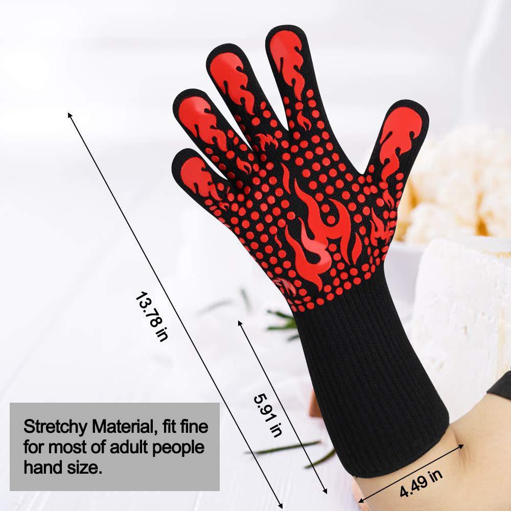 comsmart bbq gloves, 1472 degree f heat resistant grilling gloves silicone non-slip oven gloves long kitchen gloves for barbe