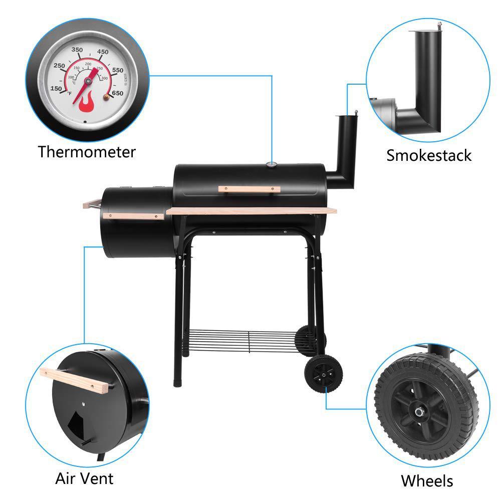 LBLWJD patio pro charcoal grill with cover/wheels/temperature gauge, charcoal bbq grill with side tables for large event gathering, 