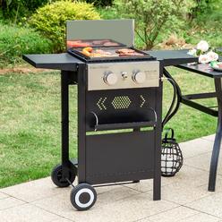 captiva designs 2-burner propane gas flat top griddle grill, 171 sq.in cooking area outdoor bbq grill for a small family, 20,