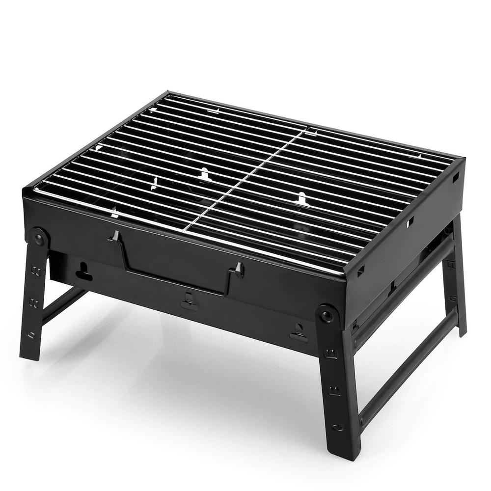 uten portable charcoal grill, stainless steel folding grill table top outdoor smoker bbq for camping, beach barbecue, smoker 
