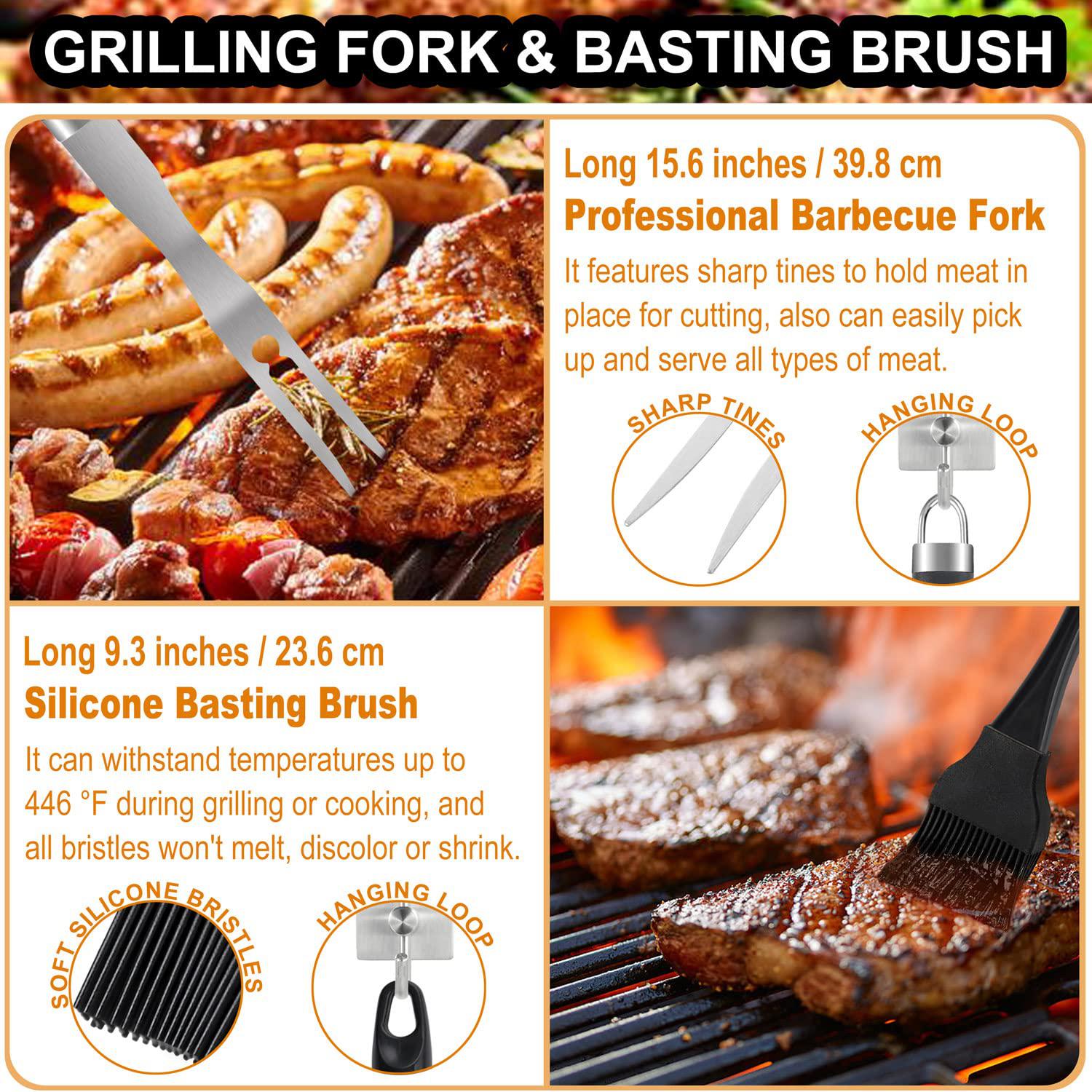 poligo 26 pcs grill set backyard bbq grill accessories stainless steel grill utensils set with bag for father's day dads birt