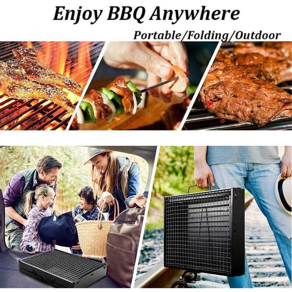 xkh- tabletop bbq folding barbecue grill portable charcoal stove shish kabob camping cooking picnic outdoor (17inch) [p/n: et