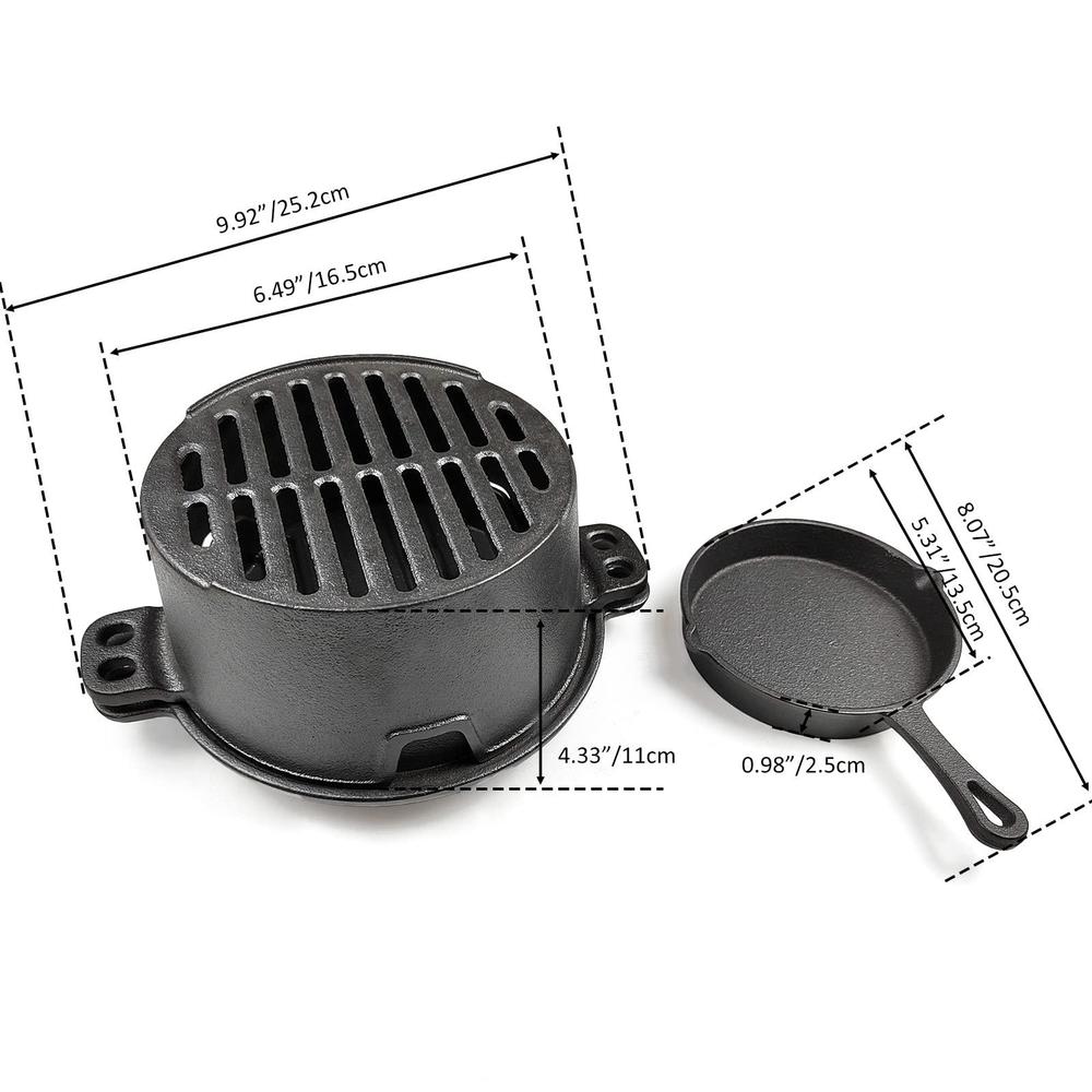 hawok pre-seasoned hibachi grill, charcoal grill for outdoor camping bbq cooking