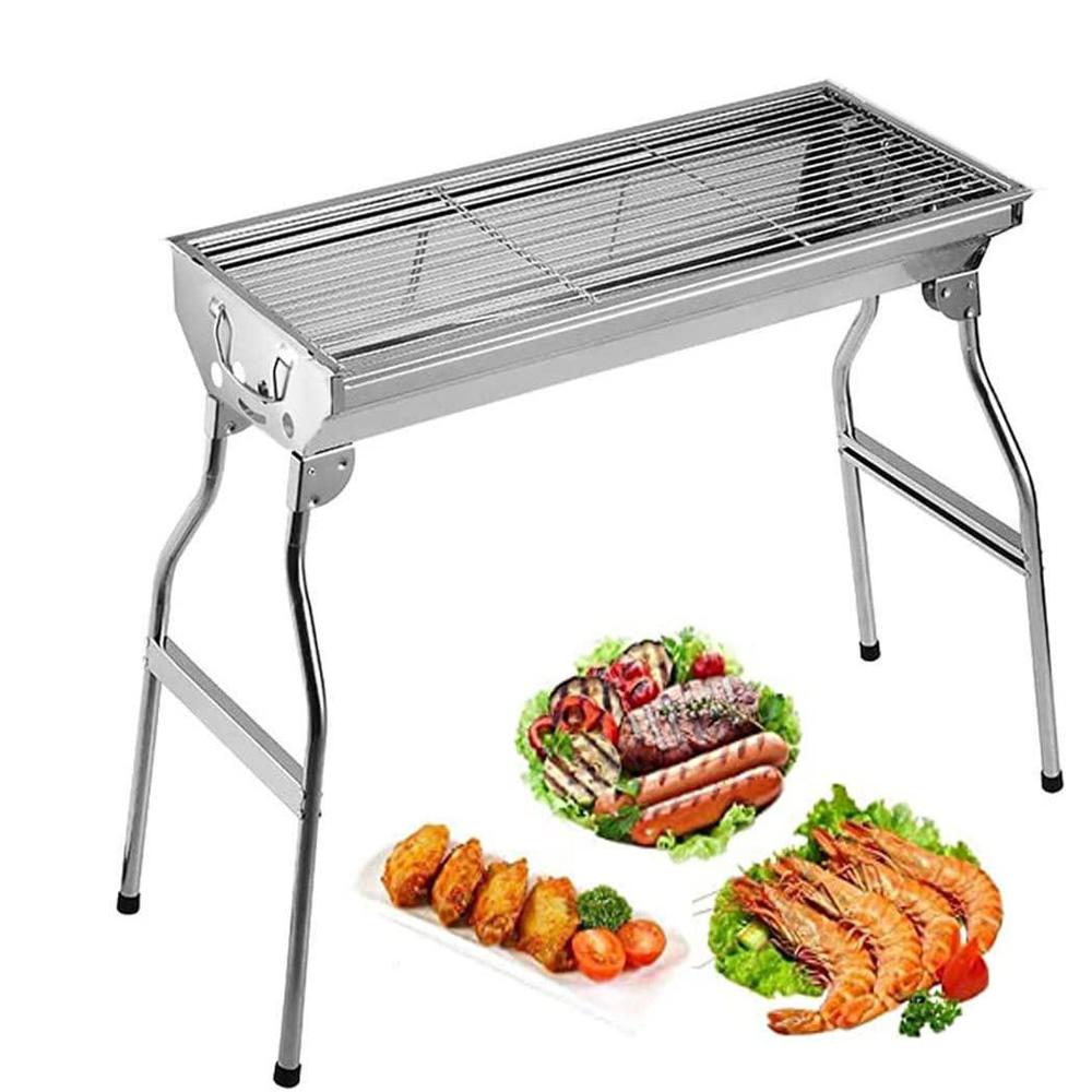 itta x-large 28" barbecue charcoal grill stainless steel folding portable bbq tool kits for outdoor cooking camping hiking pi