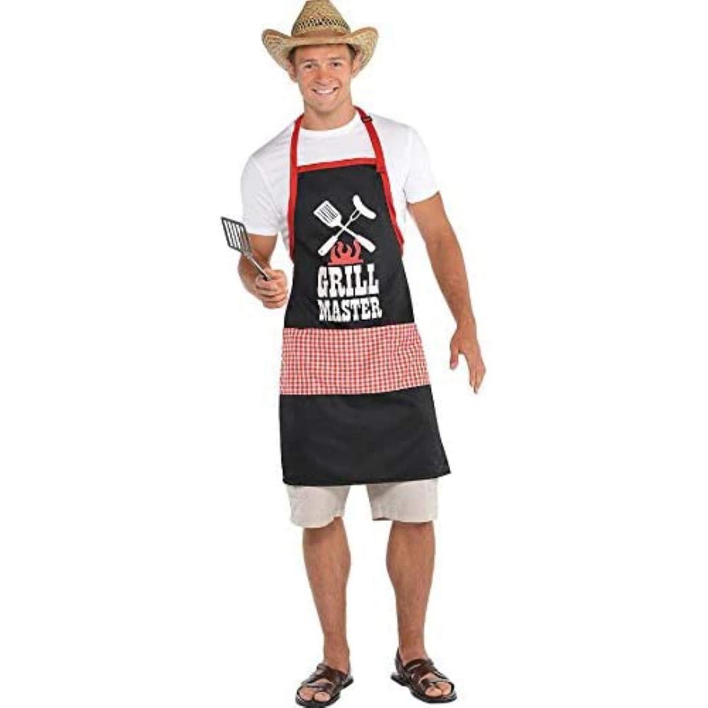 amscan 397173 picnic party bbq grill master apron, red/black